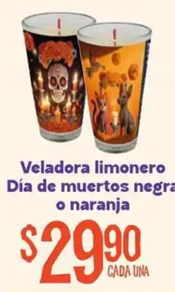 Soriana Mercado Veladora limonero Día de muertos negra o naranja oferta