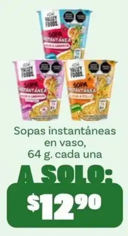 Soriana Mercado Valley Foods sopas instantáneas en vaso oferta