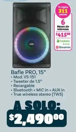 Soriana Mercado Vios bafle pro, 15" oferta