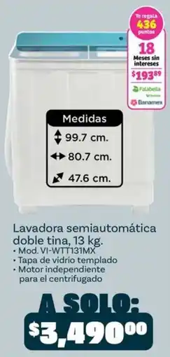 Soriana Mercado Falabella Lavadora semiautomática doble tina oferta