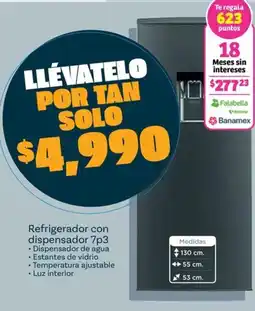 Soriana Mercado Refrigerador con dispensador 7p3 oferta