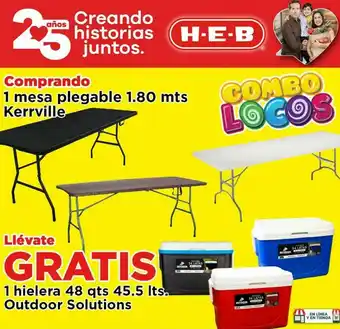 HEB Kerrville mesa plegable 1.80 x 0.75 x 0.72 mts oferta