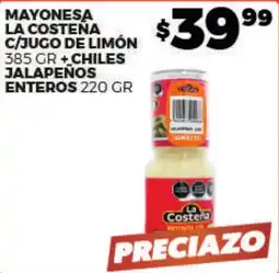 Merco La Costeña mayonesa c/jugo de limón chiles jalapeños enteros oferta