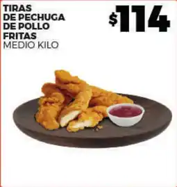 Merco Tiras de pechuga de pollo fritas medio kilo oferta