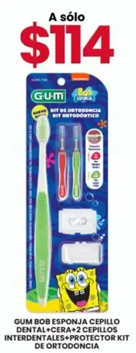 Farmapronto Gum Bob Esponja Cepillo Dental+Cera+2 Cepillos Interdentales+Protector Kit de Ortodoncia oferta