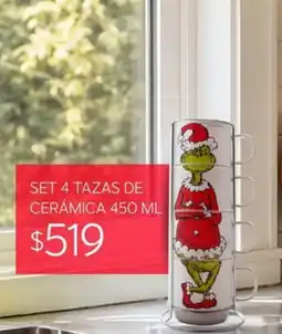 Soriana Súper Set 4 tazas de cerámica oferta
