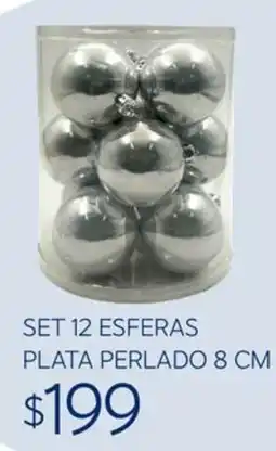 Soriana Súper Set 12 Esferas Plata Perlado oferta