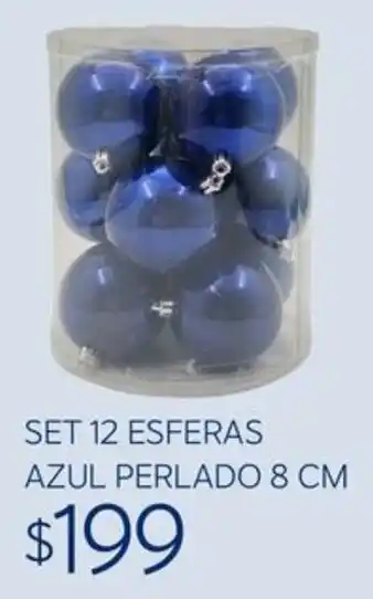 Set 12 Esferas Azul Perlado