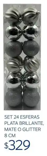 Soriana Súper Set 24 esferas plata brillante, mate o glitter oferta