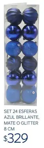 Soriana Súper Set 24 esferas azul brillante, mate o glitter oferta