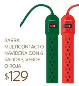 Soriana Súper Staren barra multicontacto navideña con 6 salidas, verde o roja oferta