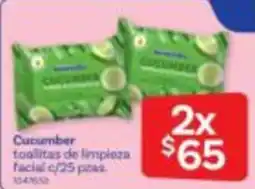 Farmacias Benavides Cucumber toallitas de limpieza facial oferta