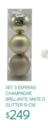 Soriana Súper Set 3 Esferas Champagne oferta