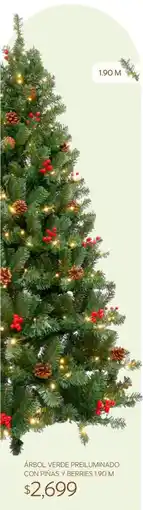 Soriana Súper Árbol Verde Preiluminado Con Pinas Y Berries 1.90 M oferta