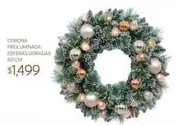 Soriana Súper corona preiluminada esferas doradas oferta
