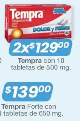Farmacia Soriana Tempra con 10 tabletas de 500 mg. oferta