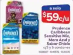 Farmacias Benavides Prudence Caribbean Sensitive Mix, Mora Azul y Sabor Chiclé oferta