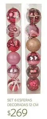 Soriana Híper Set 6 esferas decoradas 12 cm oferta