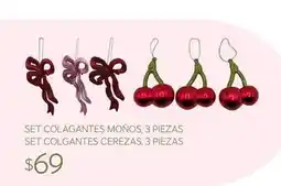 Soriana Híper Set colgantes moños, 3 piezas set colgantes cerezas, 3 piezas oferta