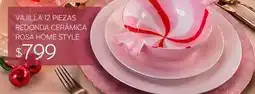 Soriana Híper Home style - vajilla 12 piezas redonda cerámica rosa oferta