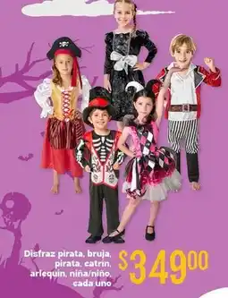 Soriana Híper Disfraces de pirata, bruja, catrín, arlequín oferta