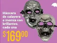 Soriana Híper Una - máscara de calavera o momia con brillantes oferta