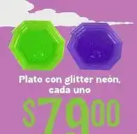 Soriana Híper Plato con glitter ne m oferta