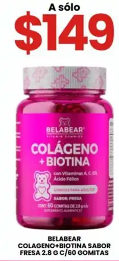 Farmapronto Belabear colageno+biotina sabor fresa 2.8 g c/60 gomitas oferta