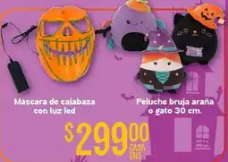 Soriana Híper Luz - máscara de calabaza con luz led o peluche bruja araña o gato oferta