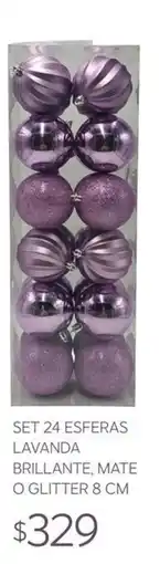 Soriana Súper Set 24 Esferas Lavanda Brillante, Mate O Glitter 8 Cm oferta