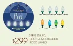 Soriana Súper Christmas Selection Serie 25 Led, Blanca, Multicolor, Foco Jumbo oferta
