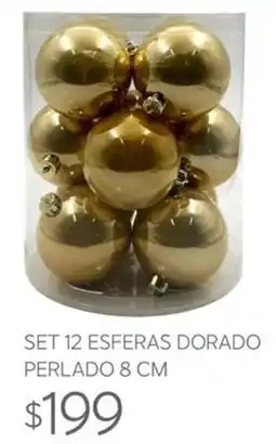 Soriana Súper set 12 esferas dorado perlado oferta