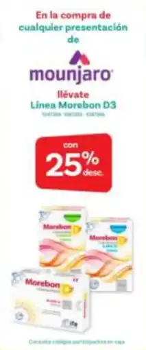 Farmacias Benavides Mounjaro línea morebon d3 oferta
