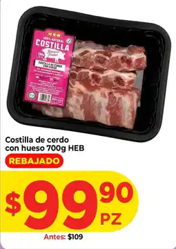 HEB HEB costilla de cerdo con hueso oferta
