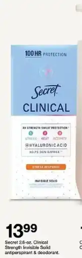 Target Secret Clinical Strength Invisible Solid antiperspirant & deodorant oferta