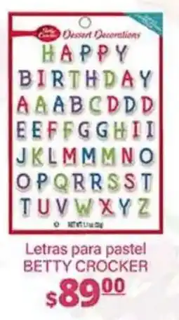 La Comer betty crocker letras para pastel oferta