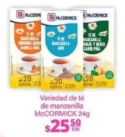 La Comer McCORMICK variedad de té de manzanilla oferta