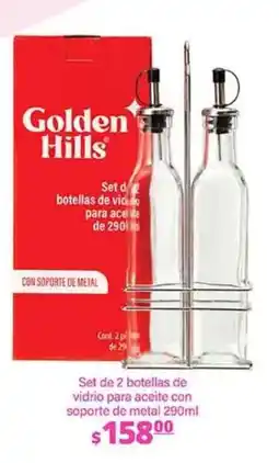 La Comer Golden Hills set de 2 botellas de vidrio para aceite oferta