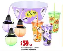 Bodega Aurrerá Variedad de vasos con tapa y popote o ensaladera oferta
