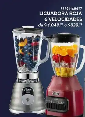 Oster - licuadora roja 6 velocidades