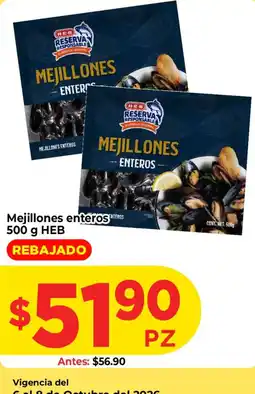 HEB HEB mejillones enteros oferta