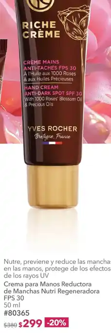 Yves Rocher Crema para Manos Reductora de Manchas Nutri Regeneradora