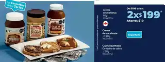 Sam's Club Crema de Avellanas 1kg/ Crema de Cacahuate 1.13kg/ Cajeta Quemada de Leche de Cabra 1,2kg oferta