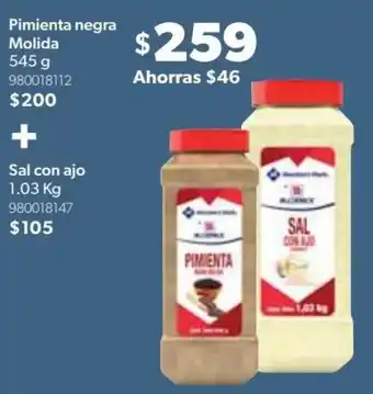 Pimienta Negra Molida 545g + Sal con Ajo 1.03kg