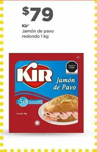 Bodega Aurrerá Jamón de pavo redondo kir 1kg oferta
