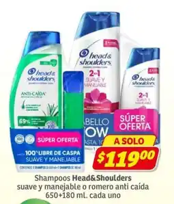 Soriana Express head&shoulders shampoos suave y manejable o romero anti caída oferta