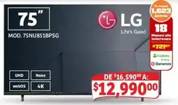 Soriana Mercado LG 75NU851BPSG oferta