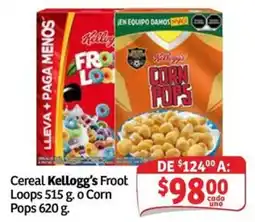 Soriana Mercado Kellogg's Froot Loops o Corn Pops oferta