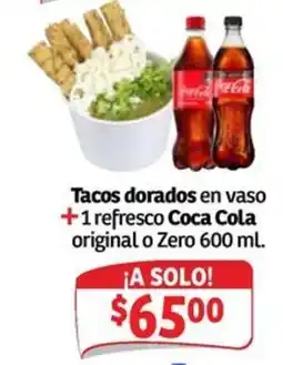 Soriana Mercado Coca Cola Tacos dorados en vaso oferta