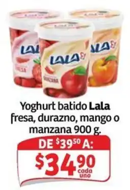 Soriana Mercado Lala yoghurt batido fresa, durazno, mango o manzana oferta